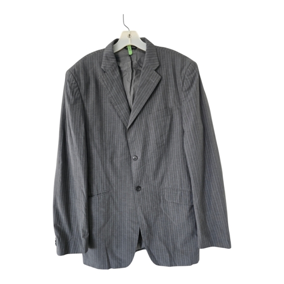 Banana Republic Blazer Sports Coat Men 44L Gray PinStriped 2button Exellcent - Picture 1 of 15